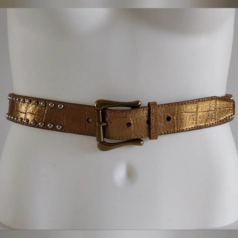 Guess Mixed Metals Leather Studded Belt S